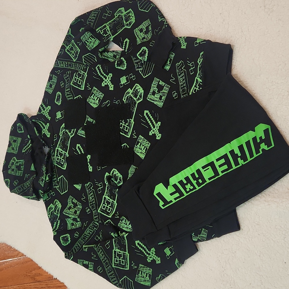 Minecraft Black Hoodie with Sweatpants, Size 14
